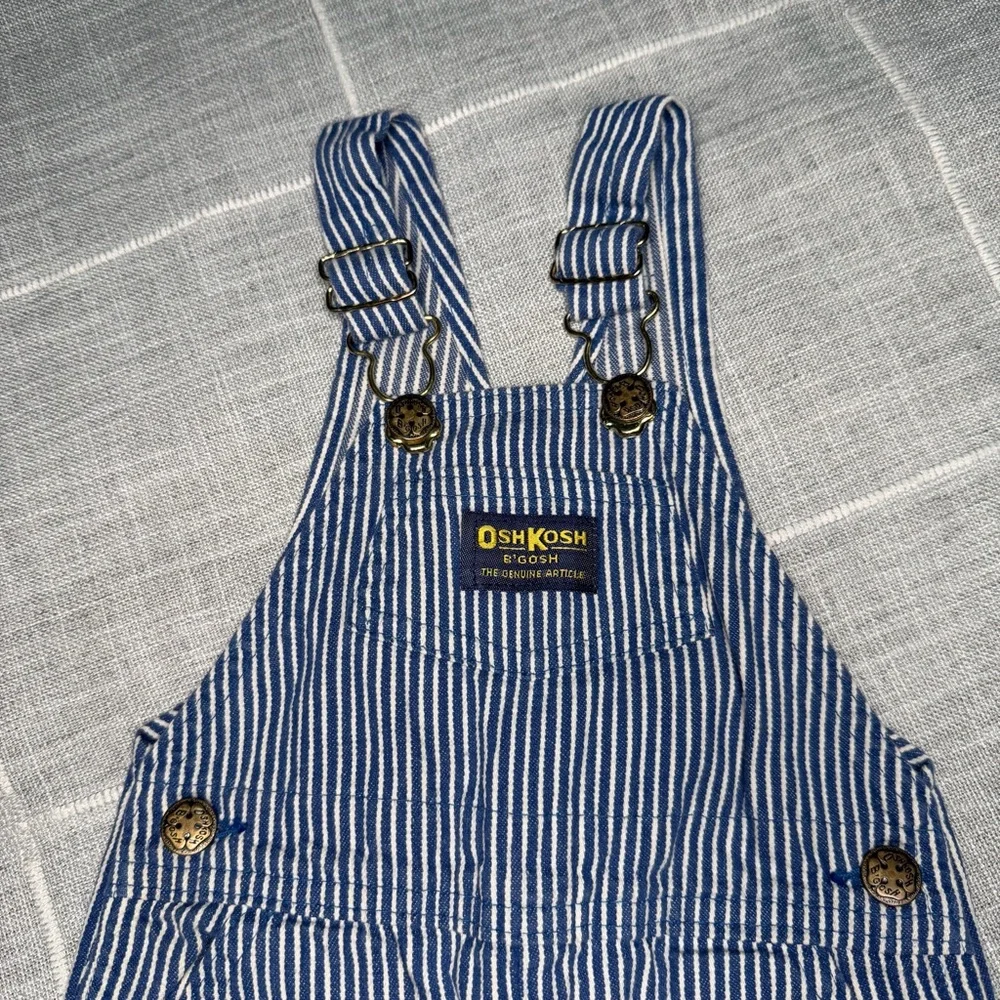 OshKosh B'Gosh 18 Month Conductor Stripes Vintage‎ 90s Overalls made in USA
